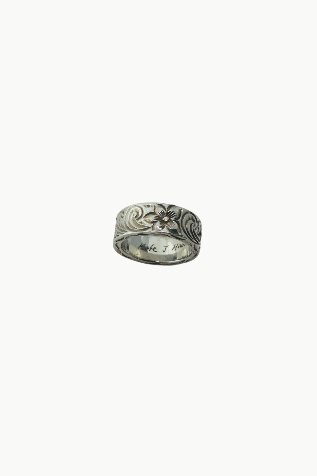 Honu + Plumeria HH Silver Ring in Size 12