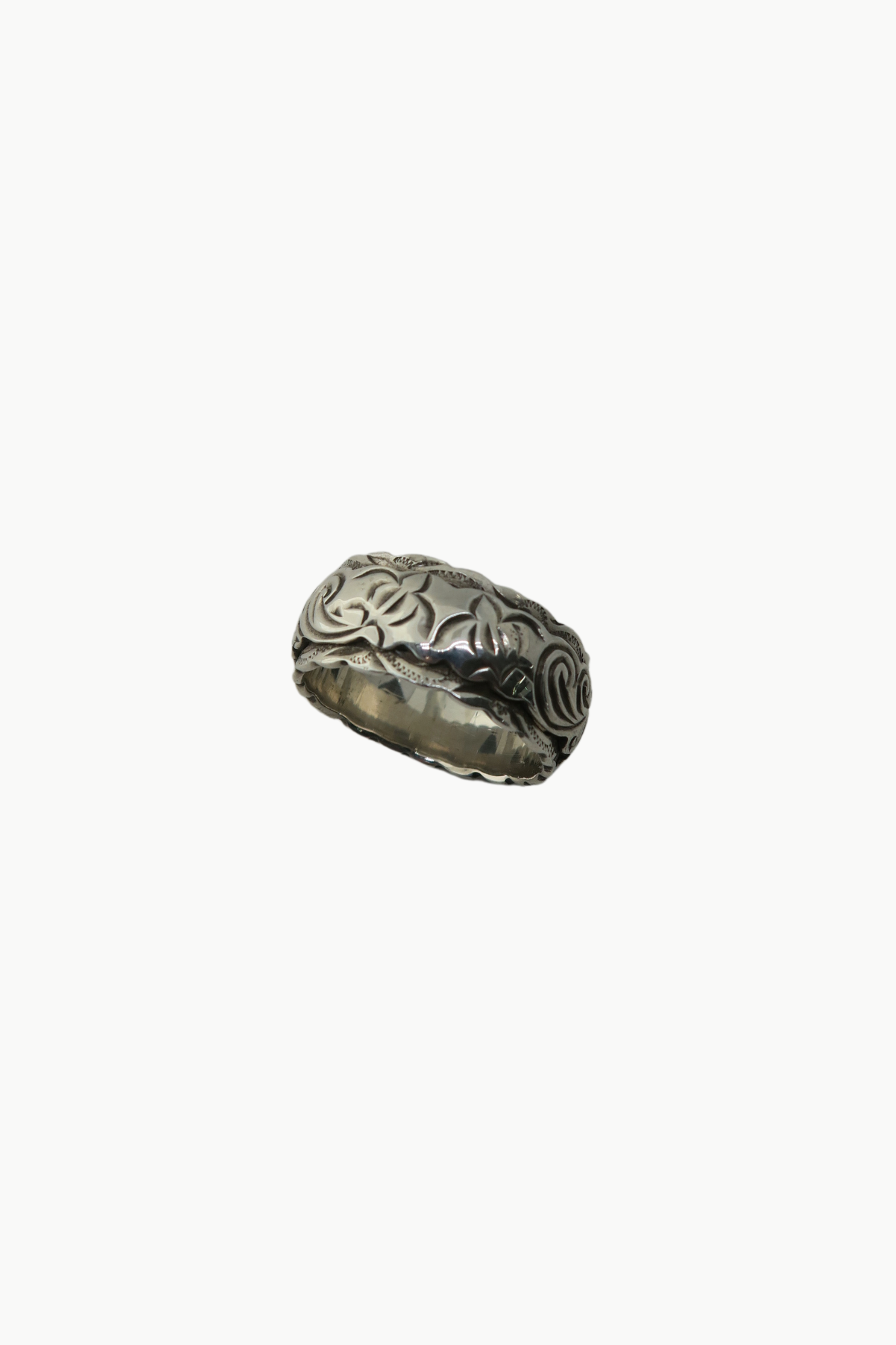 Honu + Plumeria HH Layered Silver Ring - Size 14