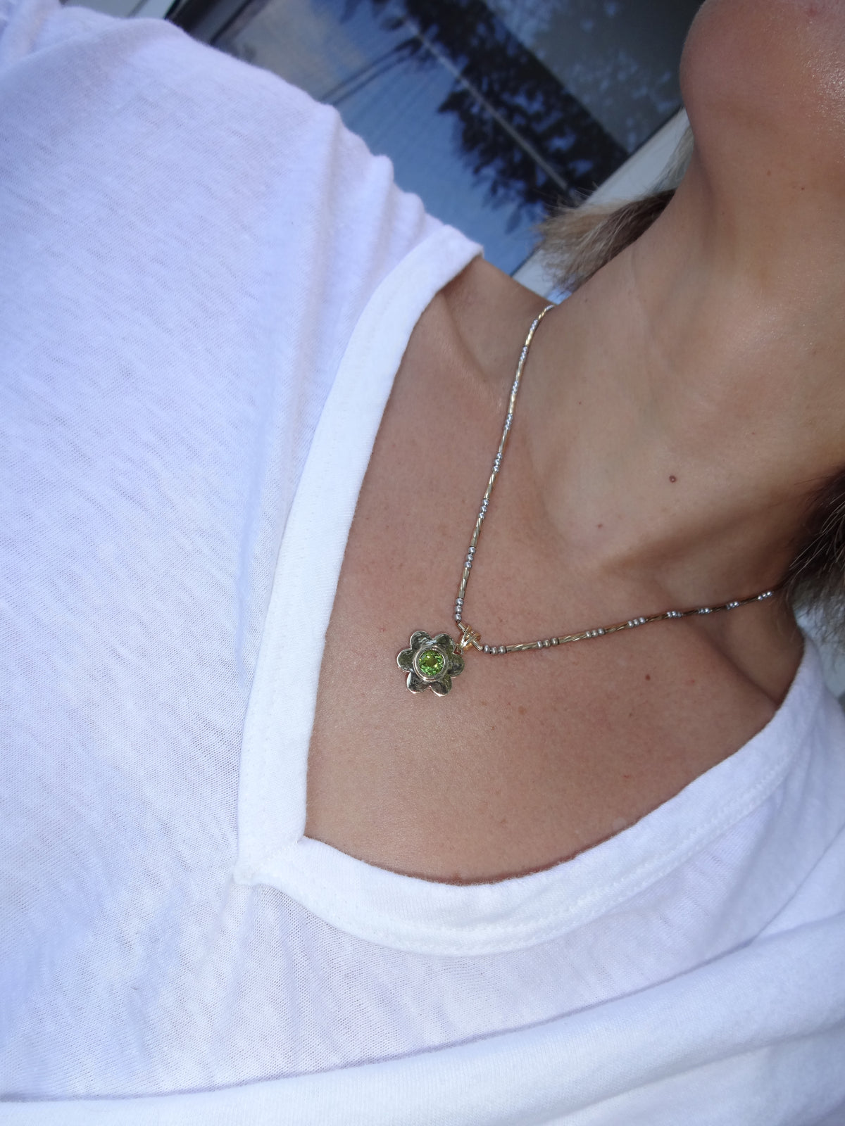 Akemi Peridot Flower Pendant