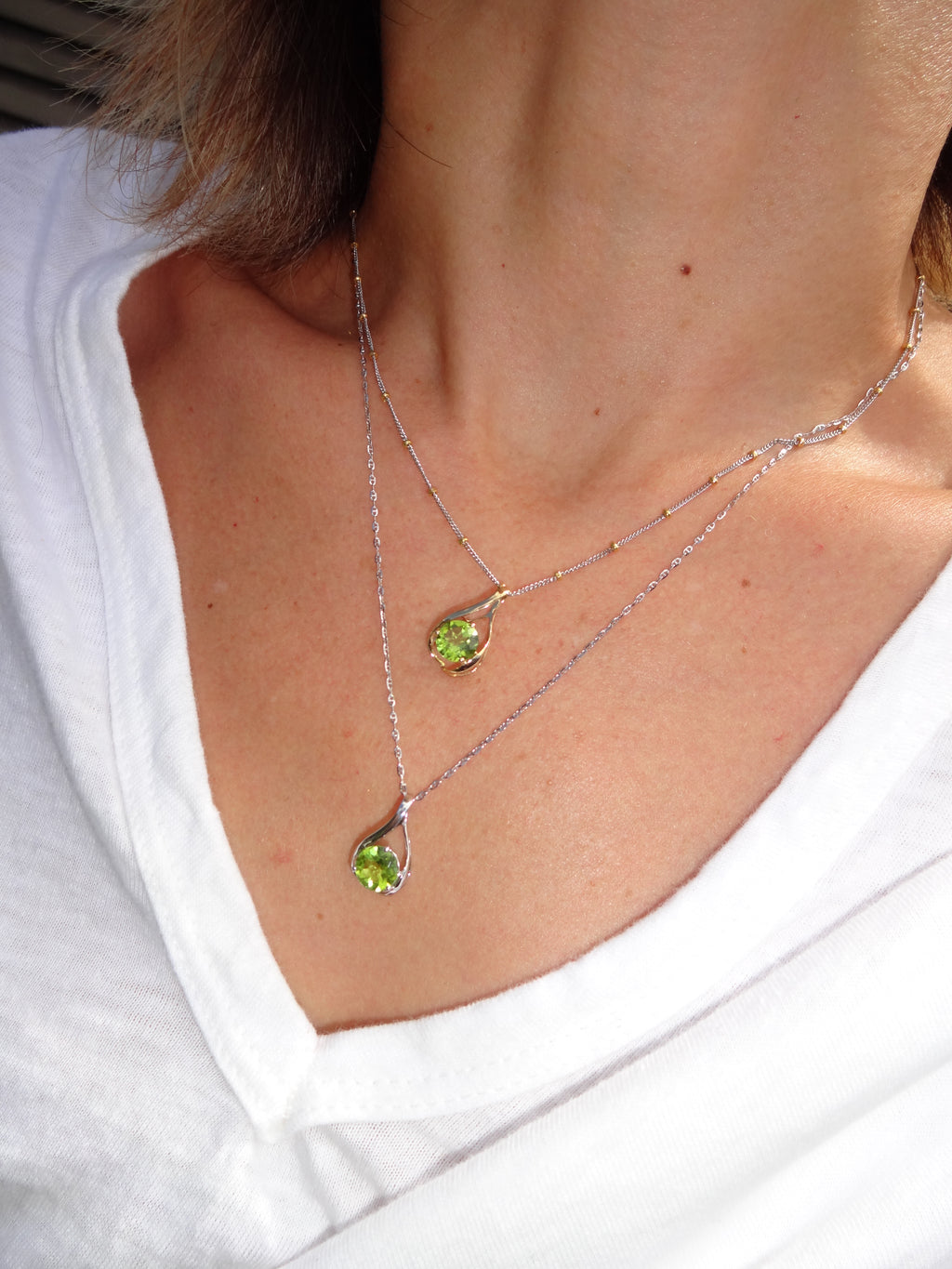 Paul Peridot Teardrop Pendant in 14k Yellow Gold