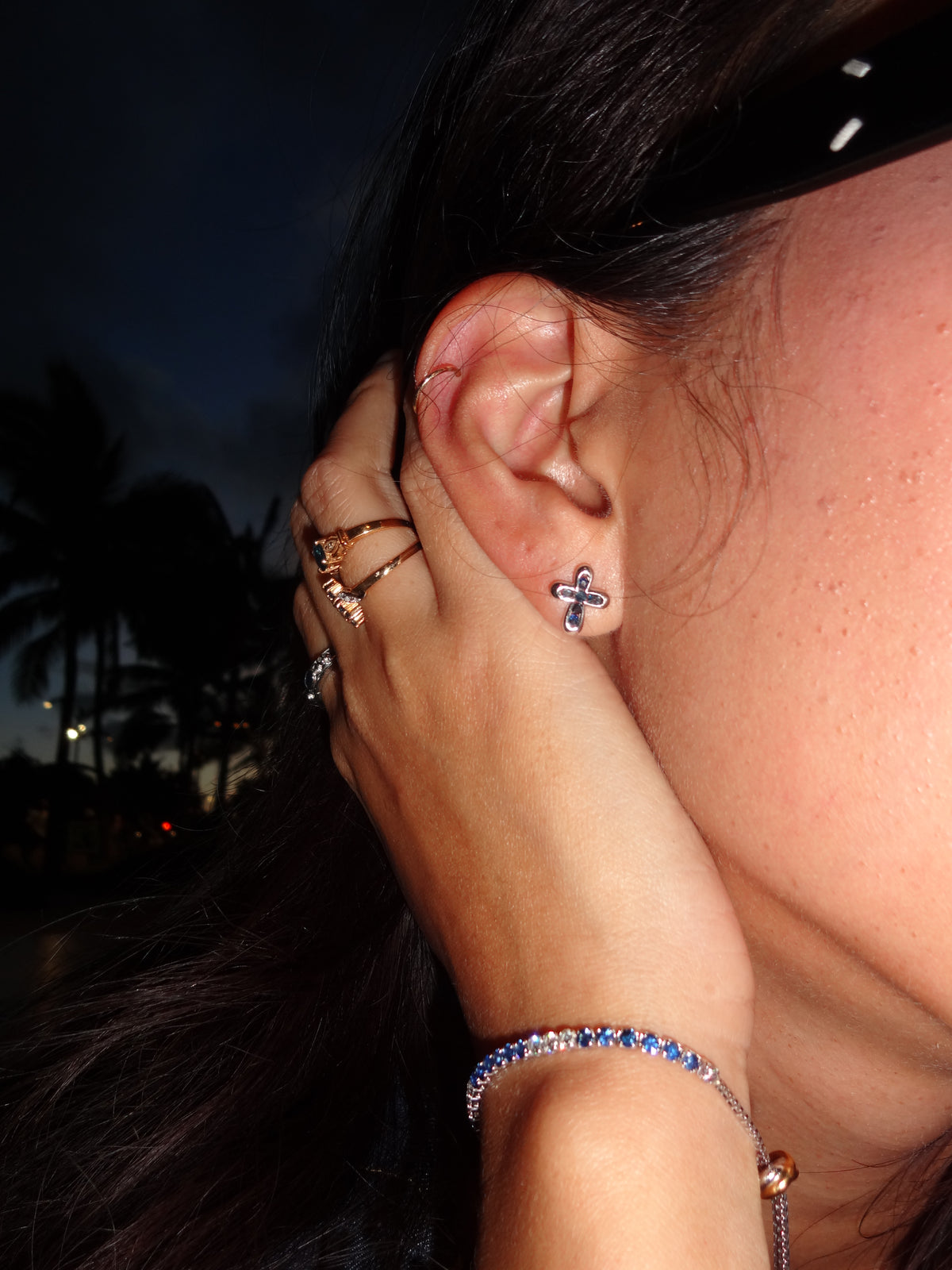 Asher Cross Sapphire Earrings