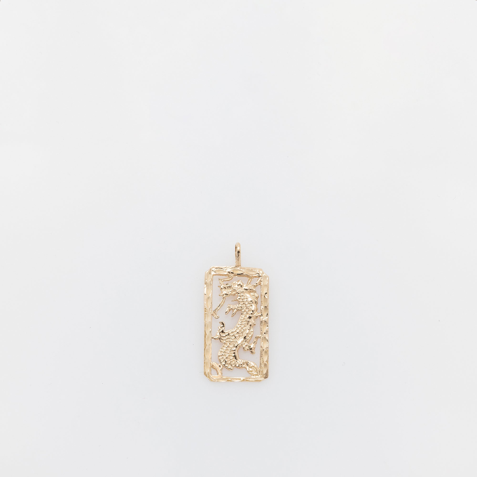 Year of the Dragon Gold Rectangle Pendant