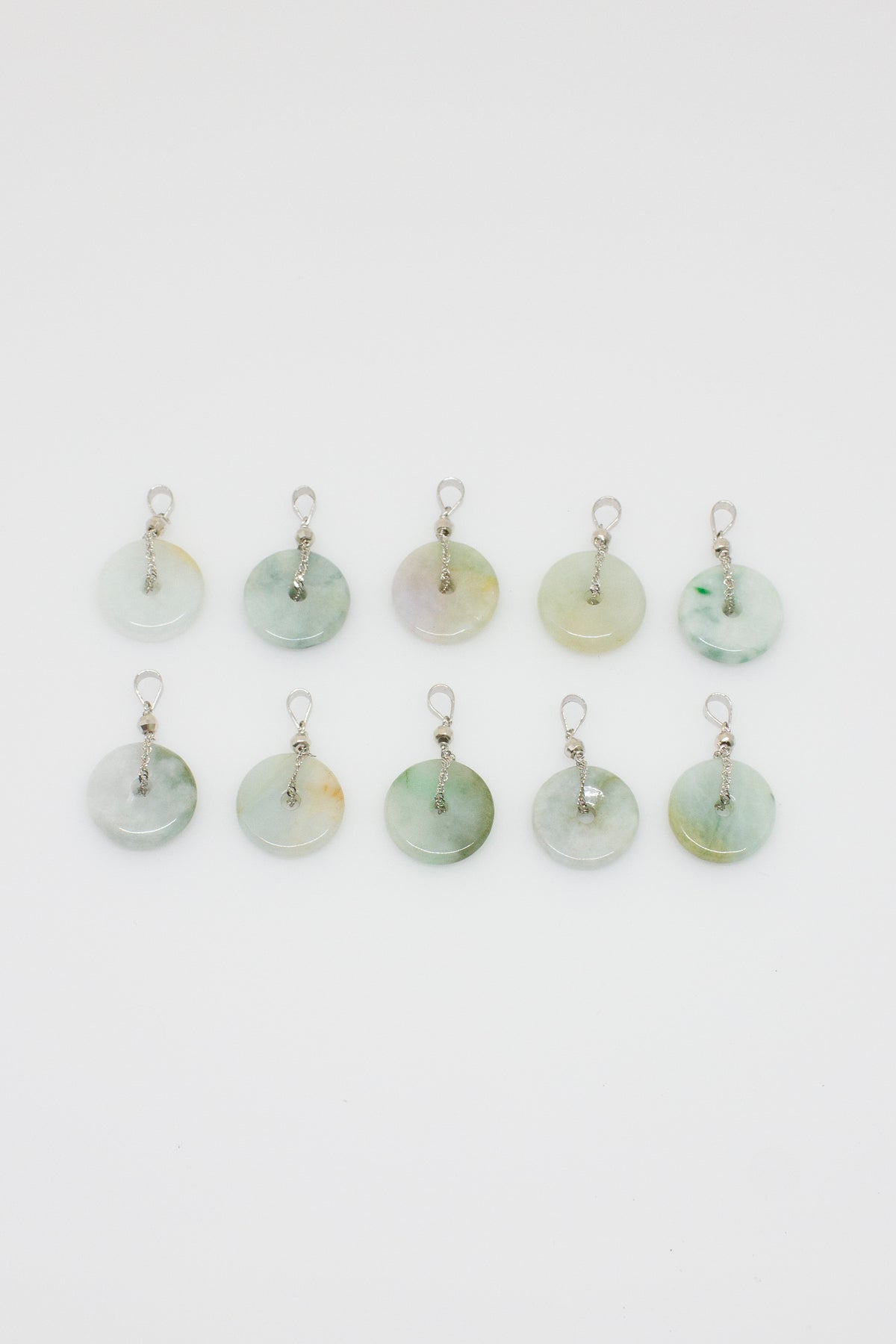Wu Yong Ke Jade Donut Pendant - Singapore Chain in Assorted Colors Version