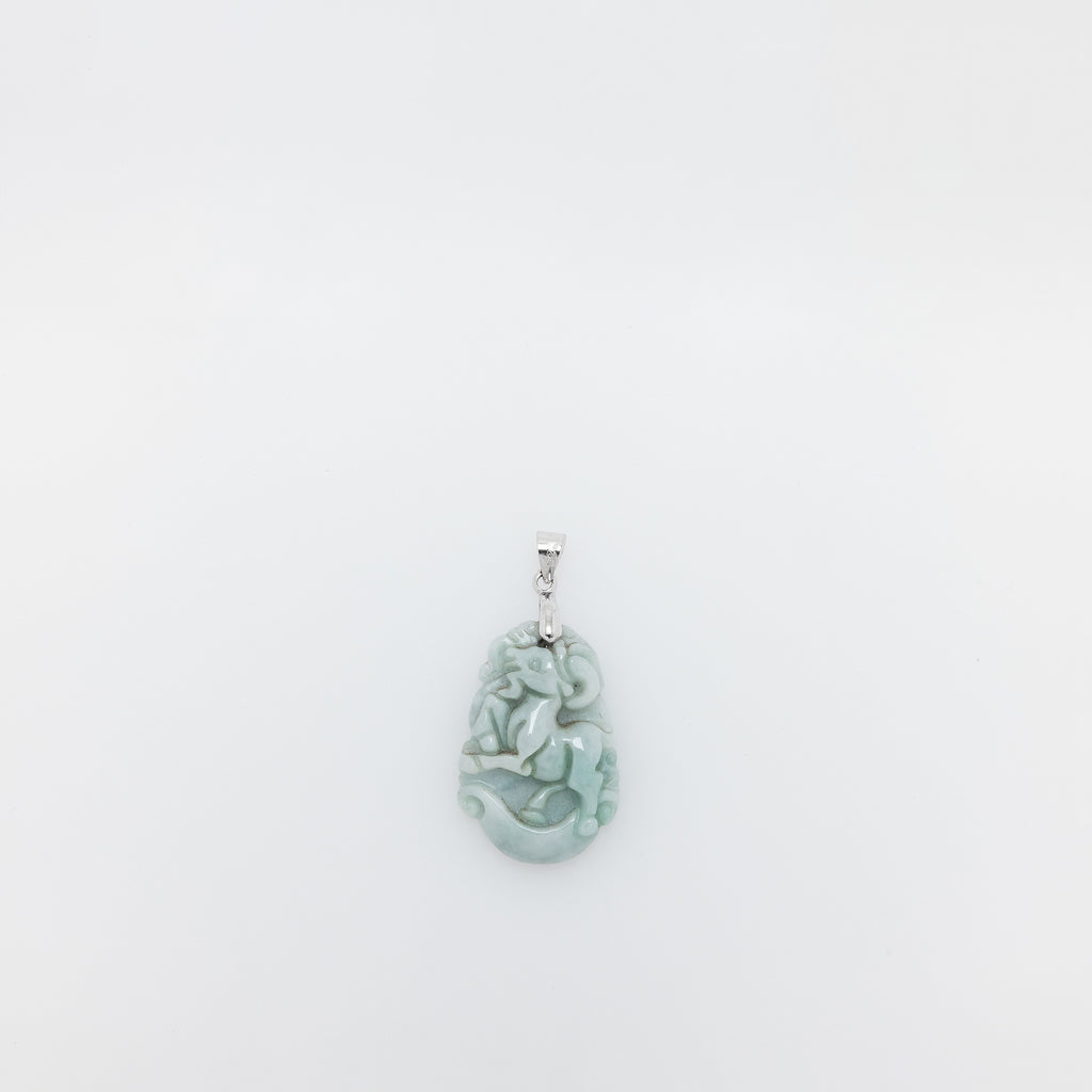 Year of the Goat Carved Jade Pendant