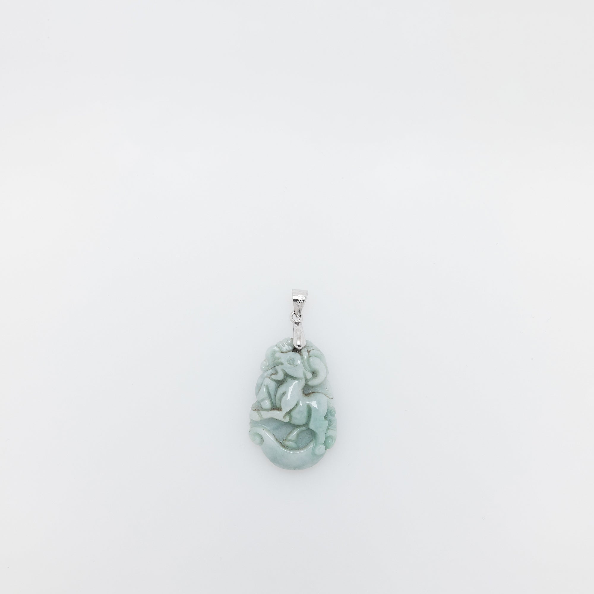 Year of the Goat Carved Jade Pendant