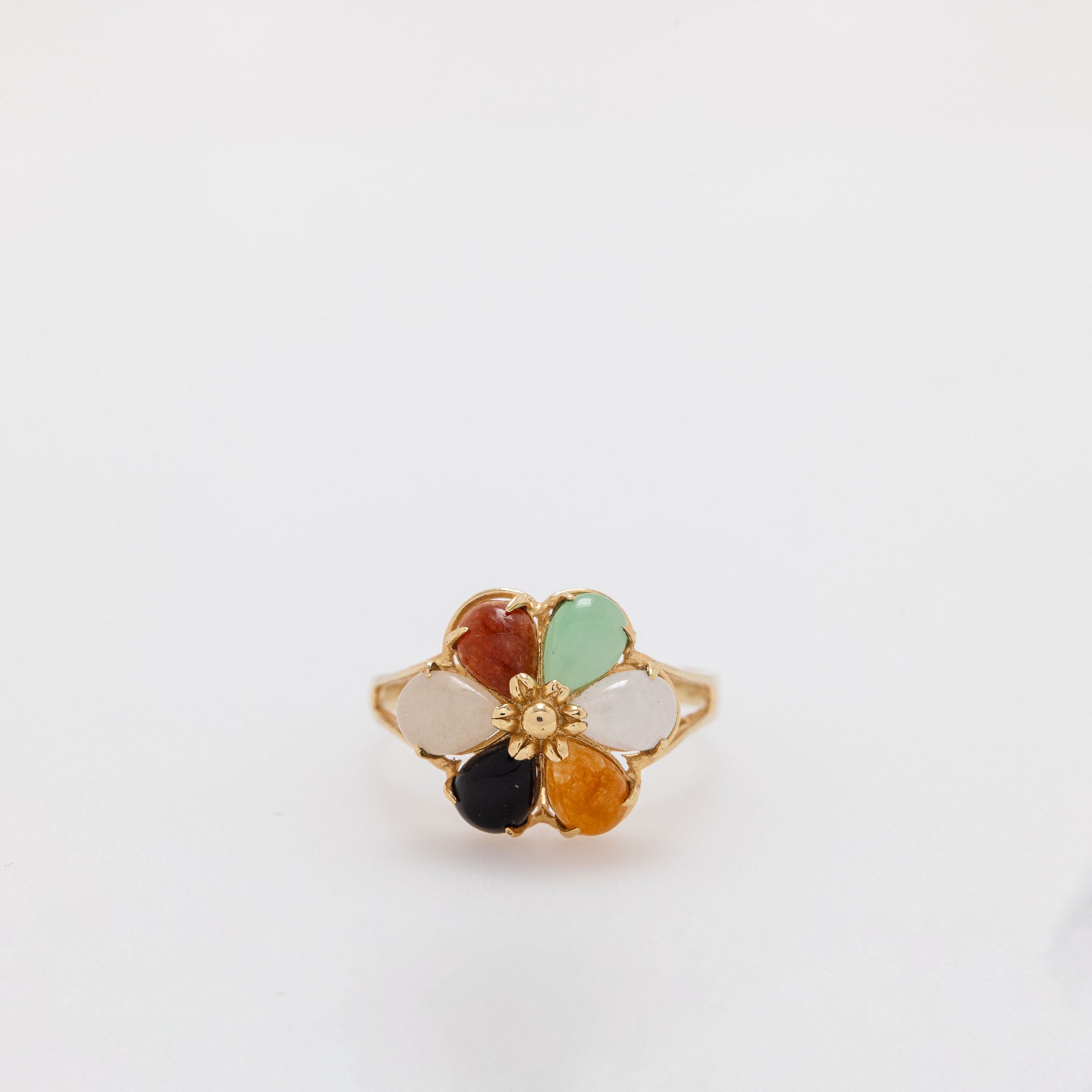 Multicolor Jade Flower Ring