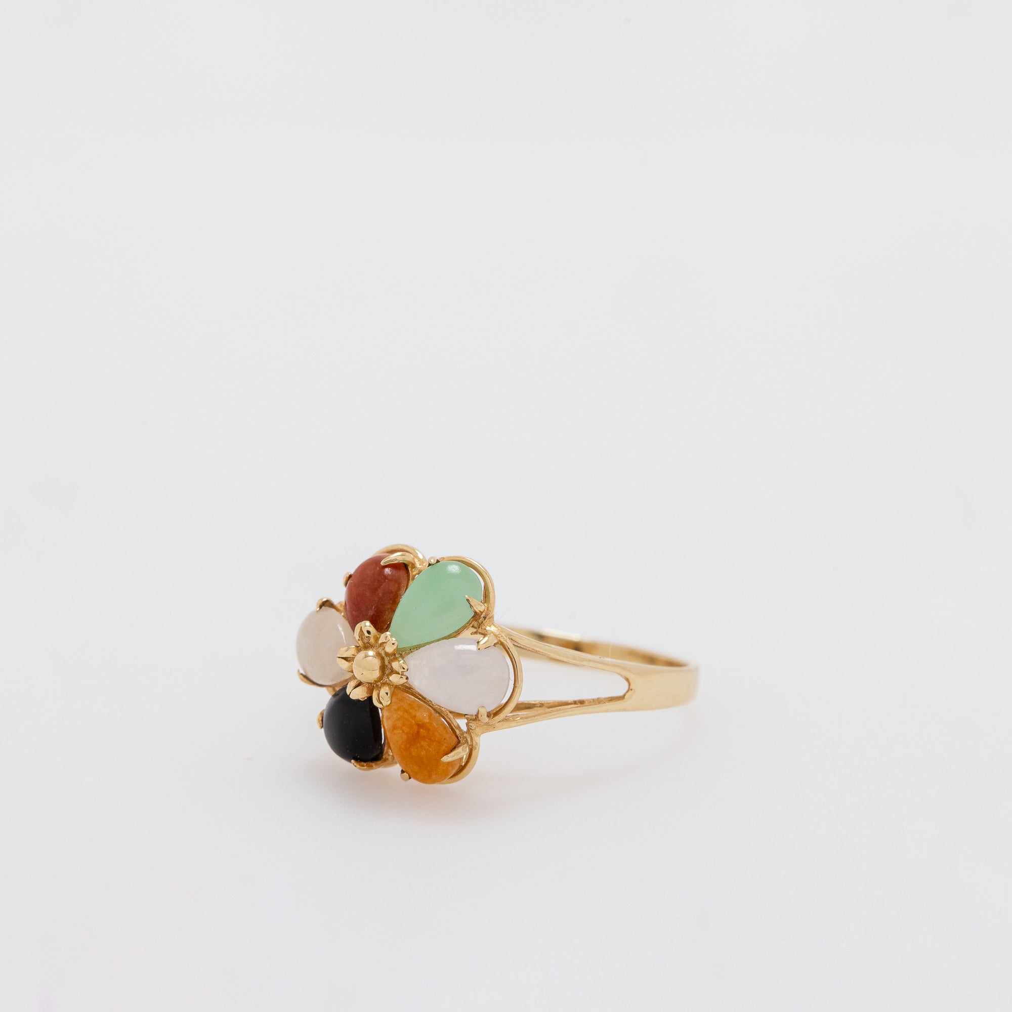 Multicolor Jade Flower Ring