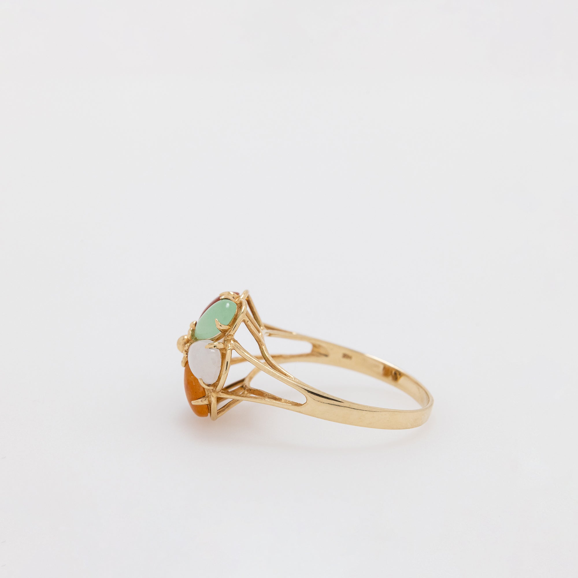 Multicolor Jade Flower Ring