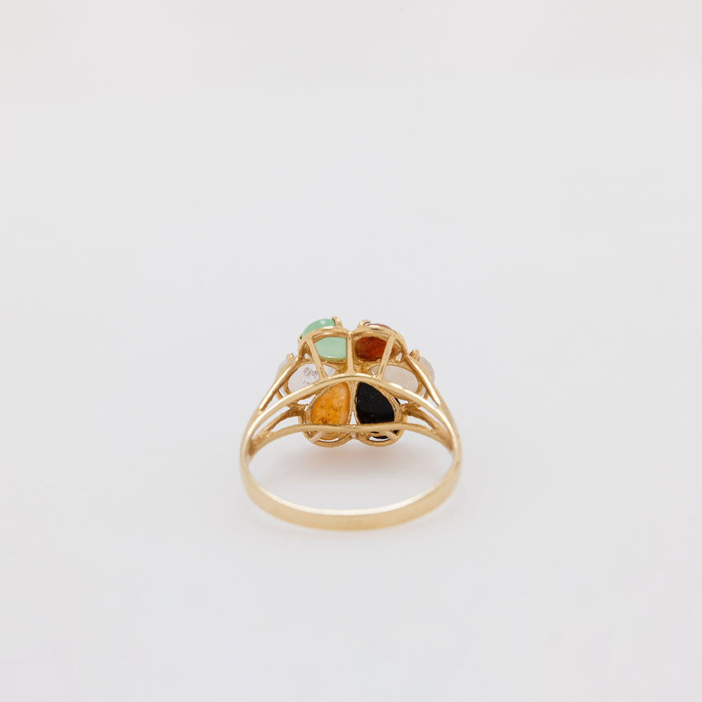 Multicolor Jade Flower Ring