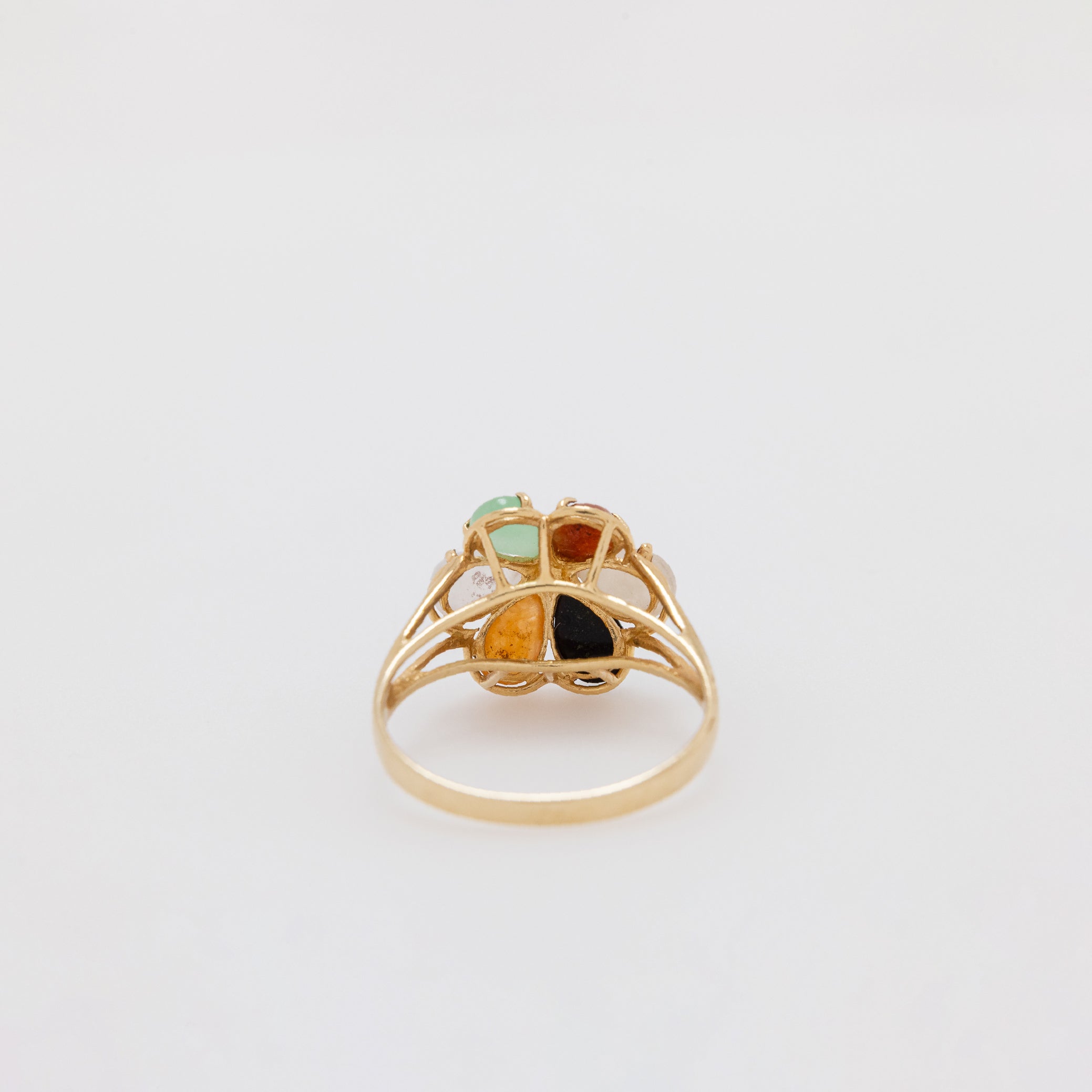 Multicolor Jade Flower Ring