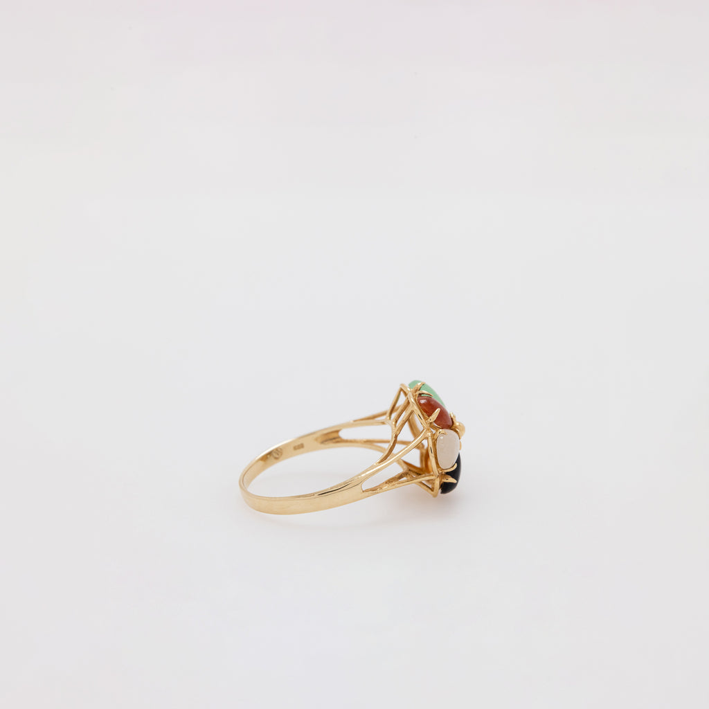 Multicolor Jade Flower Ring