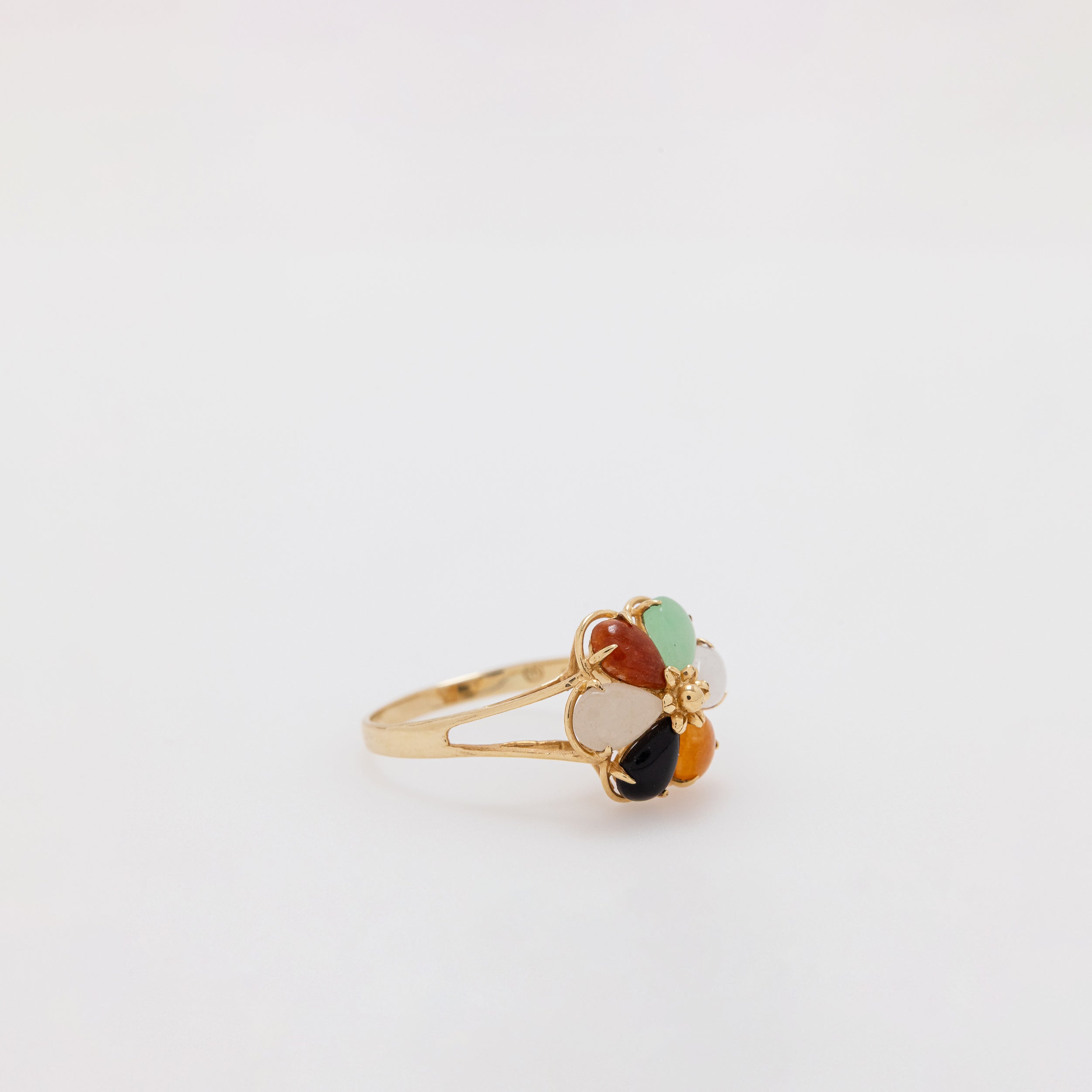 Multicolor Jade Flower Ring