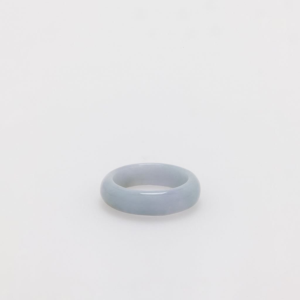 Thin Natural White Jade Ring Band