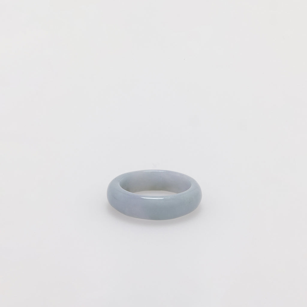 Thin Natural White Jade Ring Band