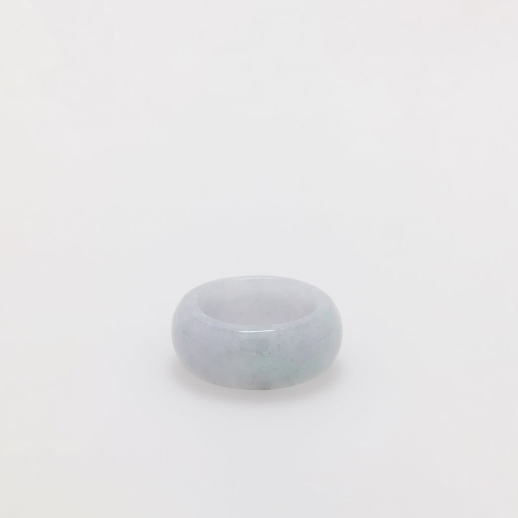 Thick Natural White Jade Ring Band