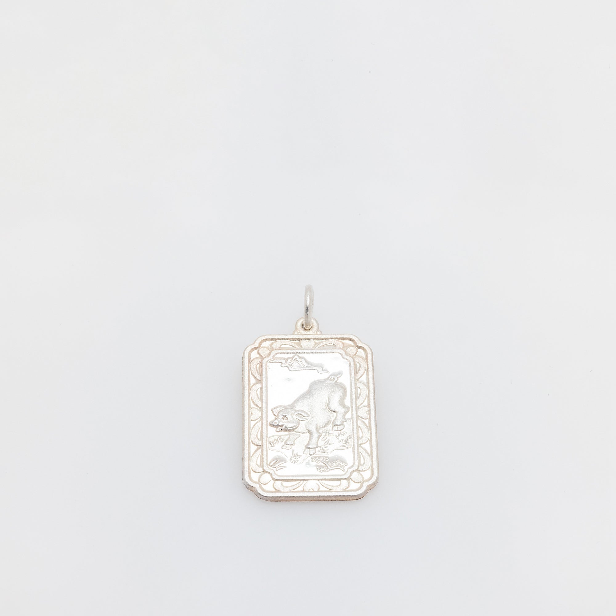 Year of the Pig Silver Coin Medallion Pendant