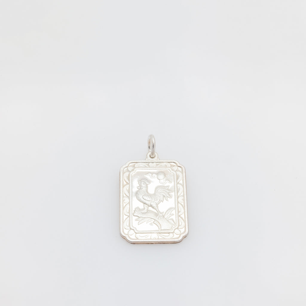 Year of the Rooster Silver Coin Medallion Pendant