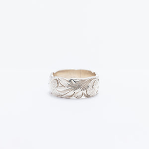 Double Plumeria Heritage Scroll Ring