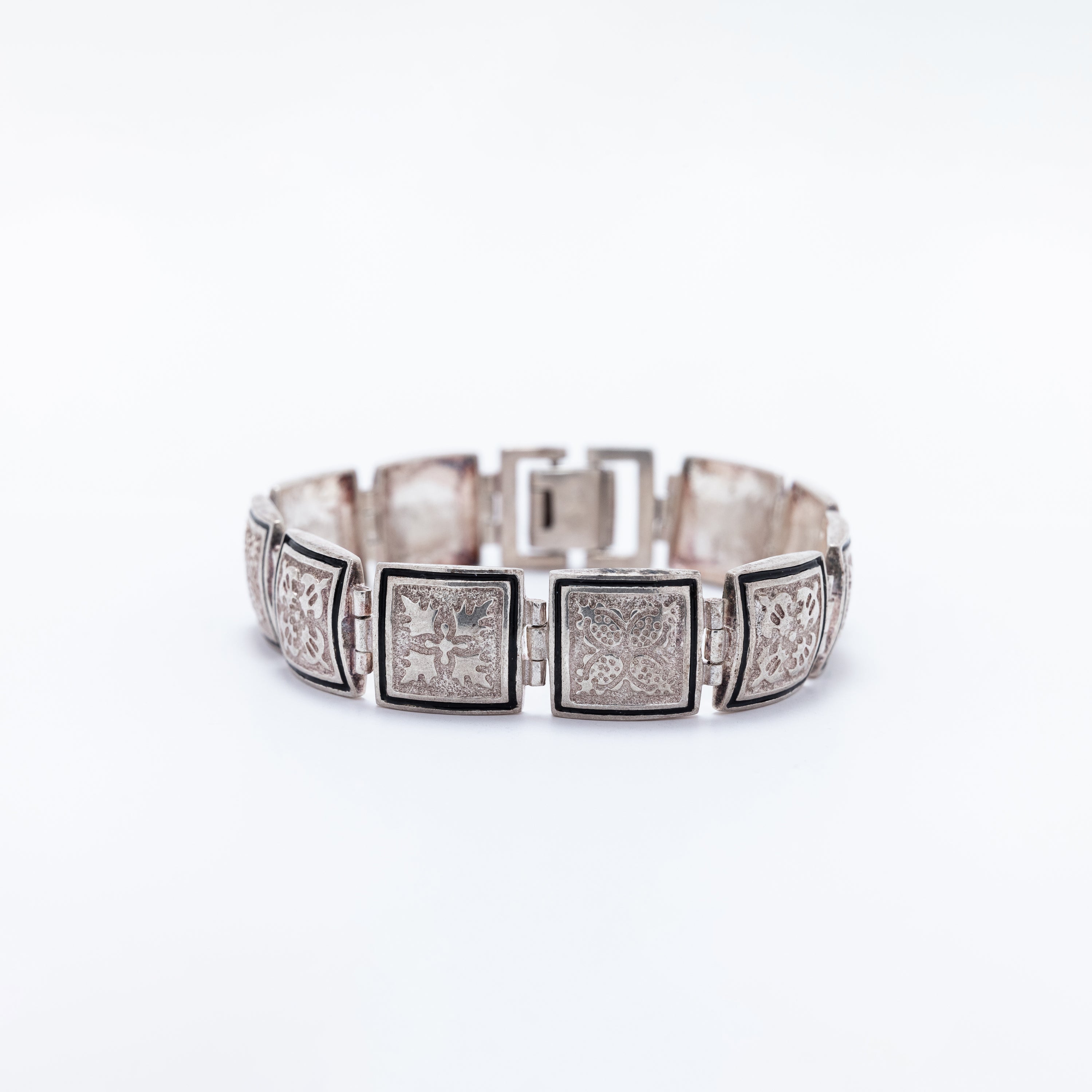 Hawaiian Quilt Bracelet with Black Enamel