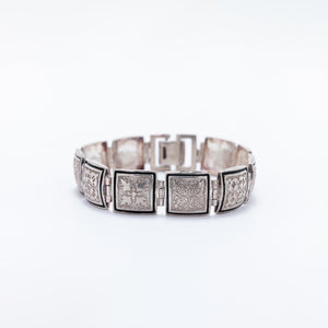 Hawaiian Quilt Bracelet with Black Enamel