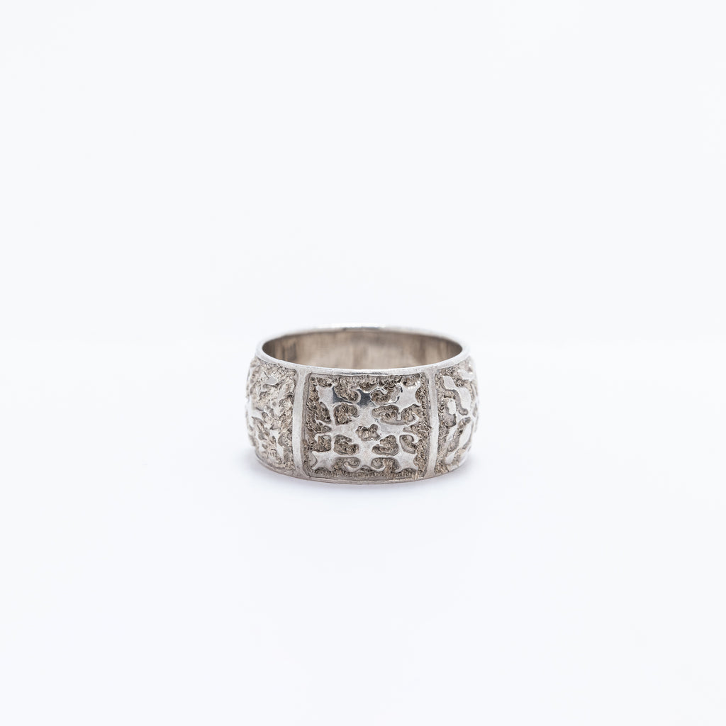 Hawaiian Quilt Cigar Band Style Ring