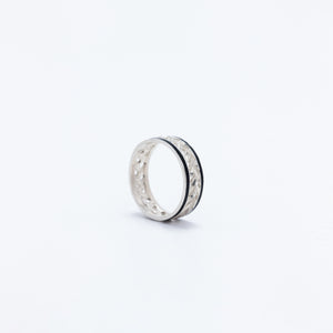 Ti Leaf Cutout Band with Black Enamel