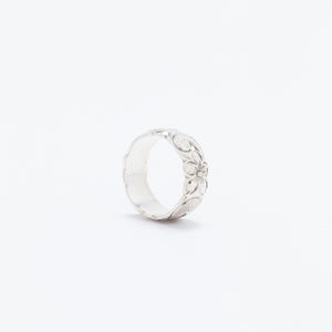 Double Plumeria Heritage Scroll Ring