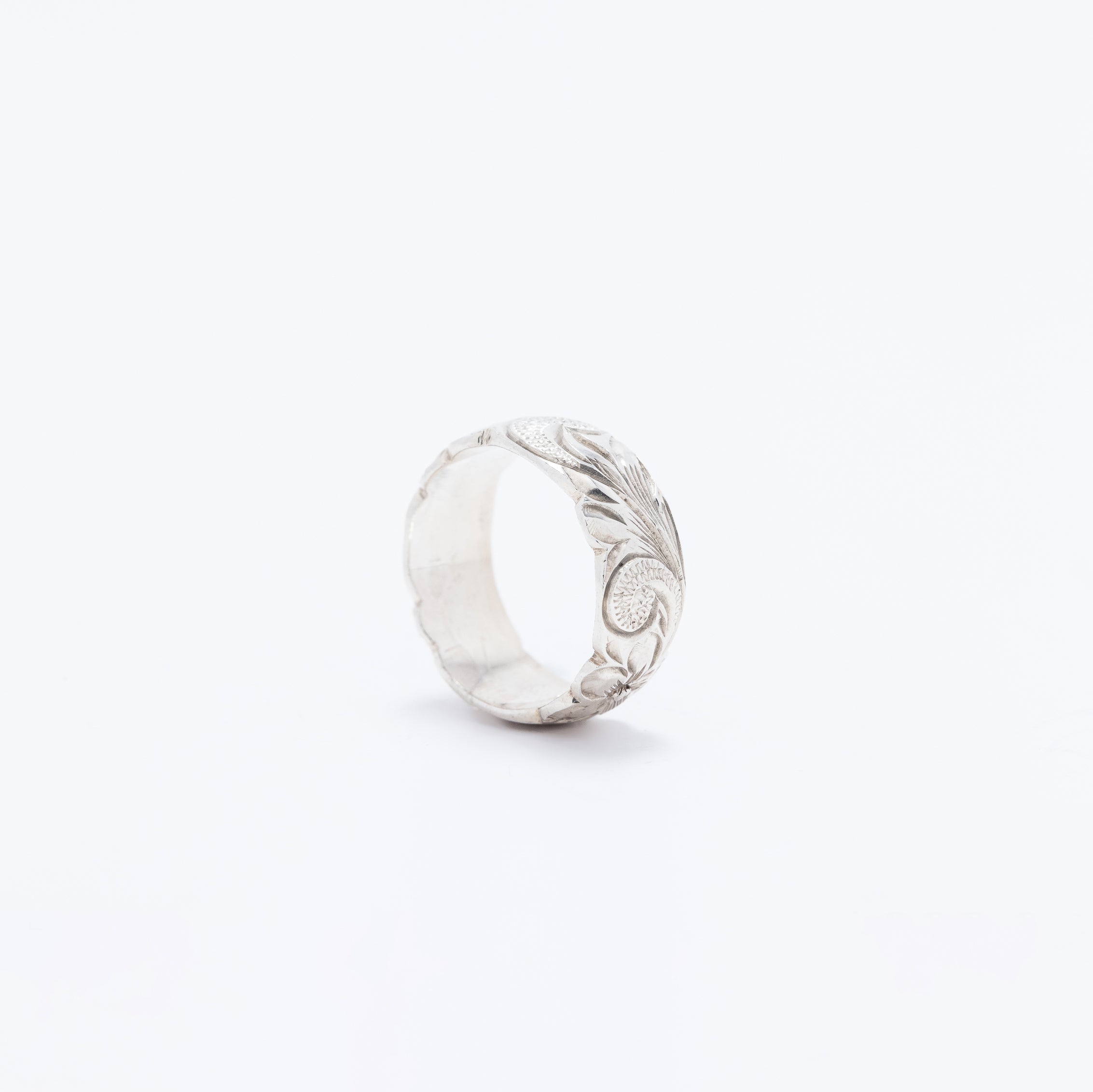 Double Plumeria Heritage Scroll Ring
