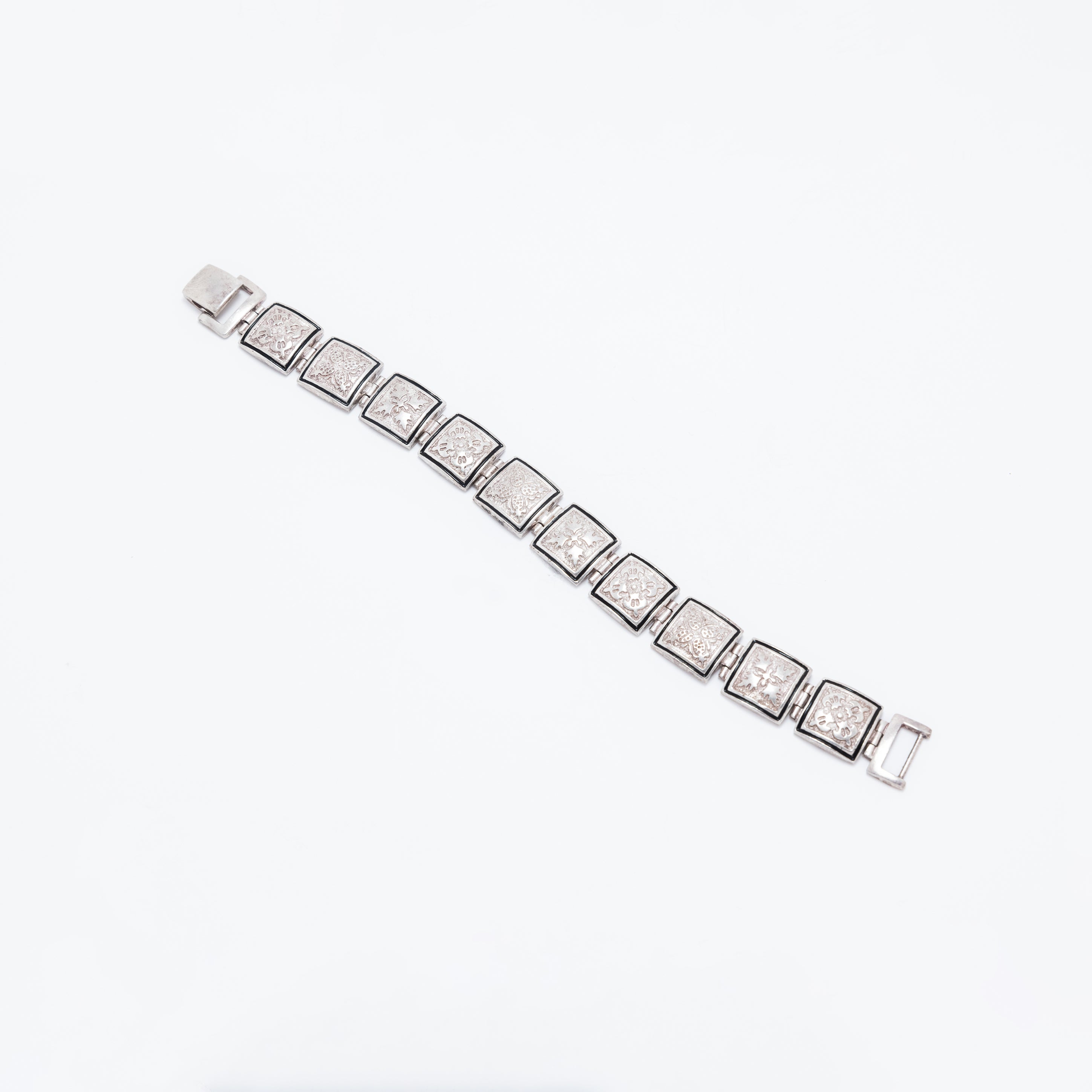 Hawaiian Quilt Bracelet with Black Enamel