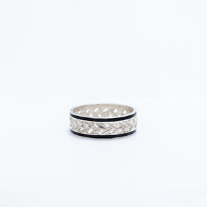 Ti Leaf Cutout Band with Black Enamel