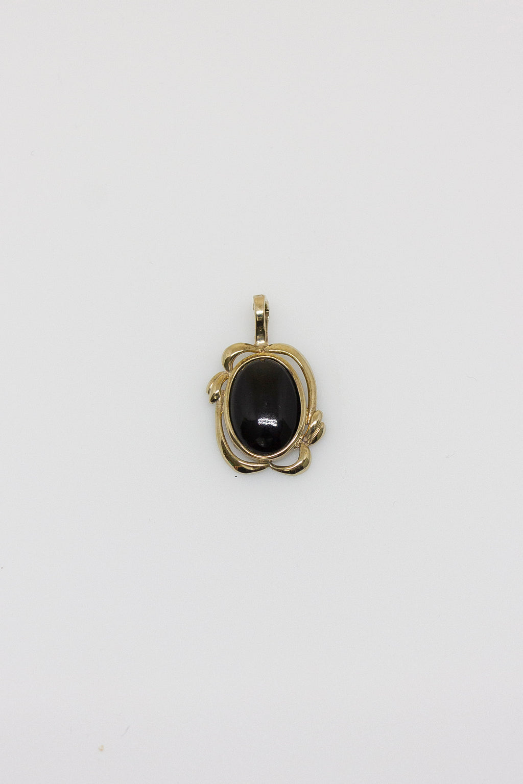 Black Coral Framed Oval Pendant