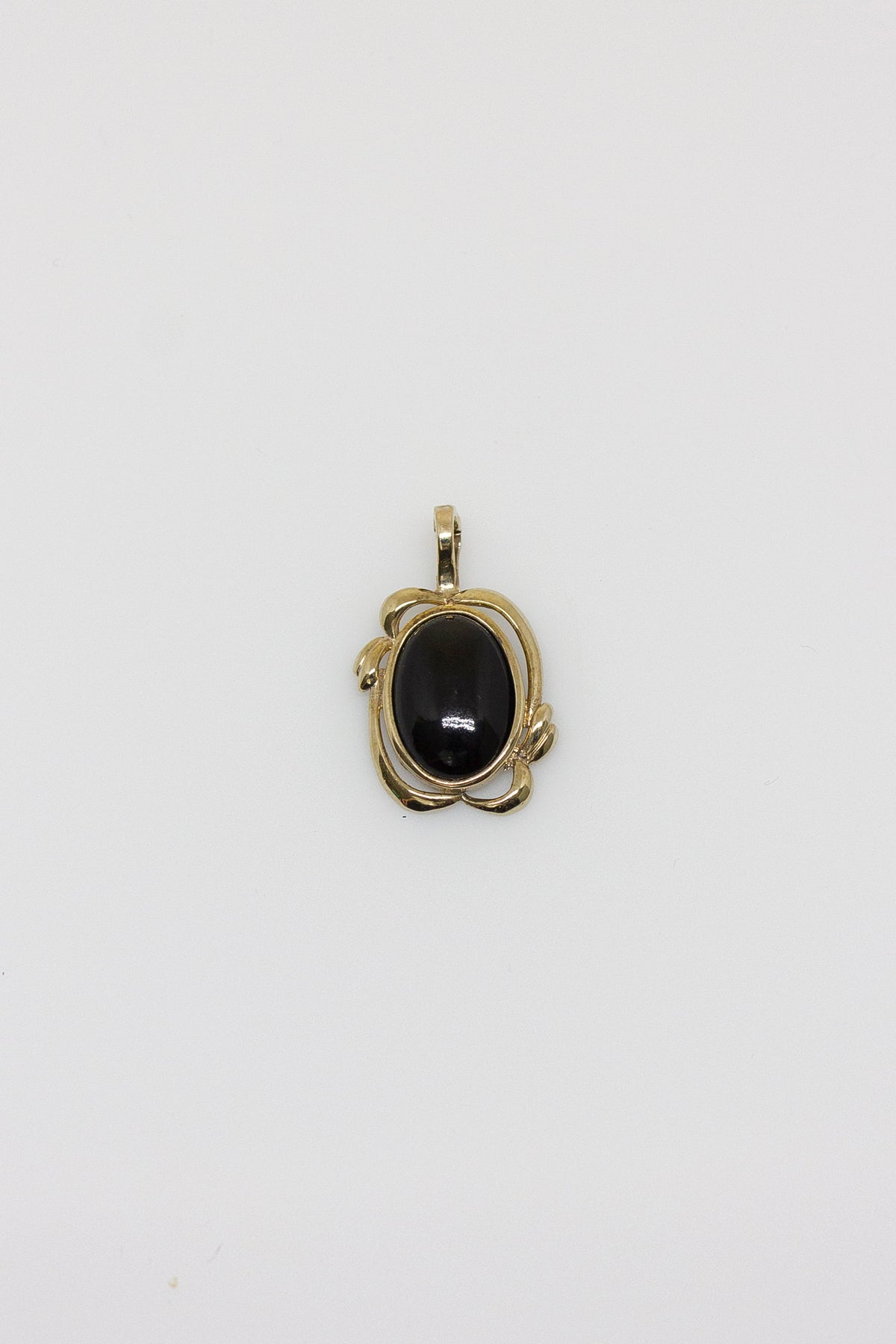 Black Coral Framed Oval Pendant
