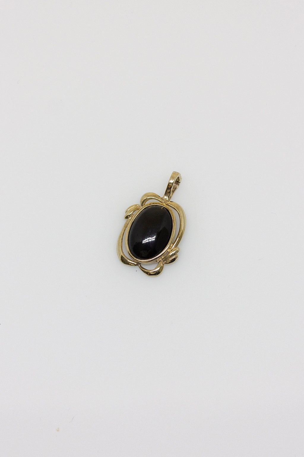 Black Coral Framed Oval Pendant