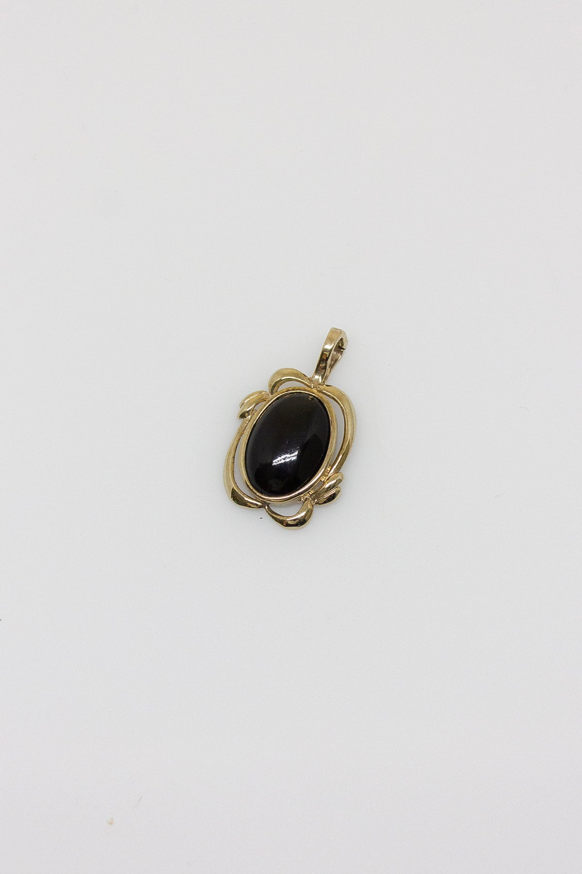 Black Coral Framed Oval Pendant