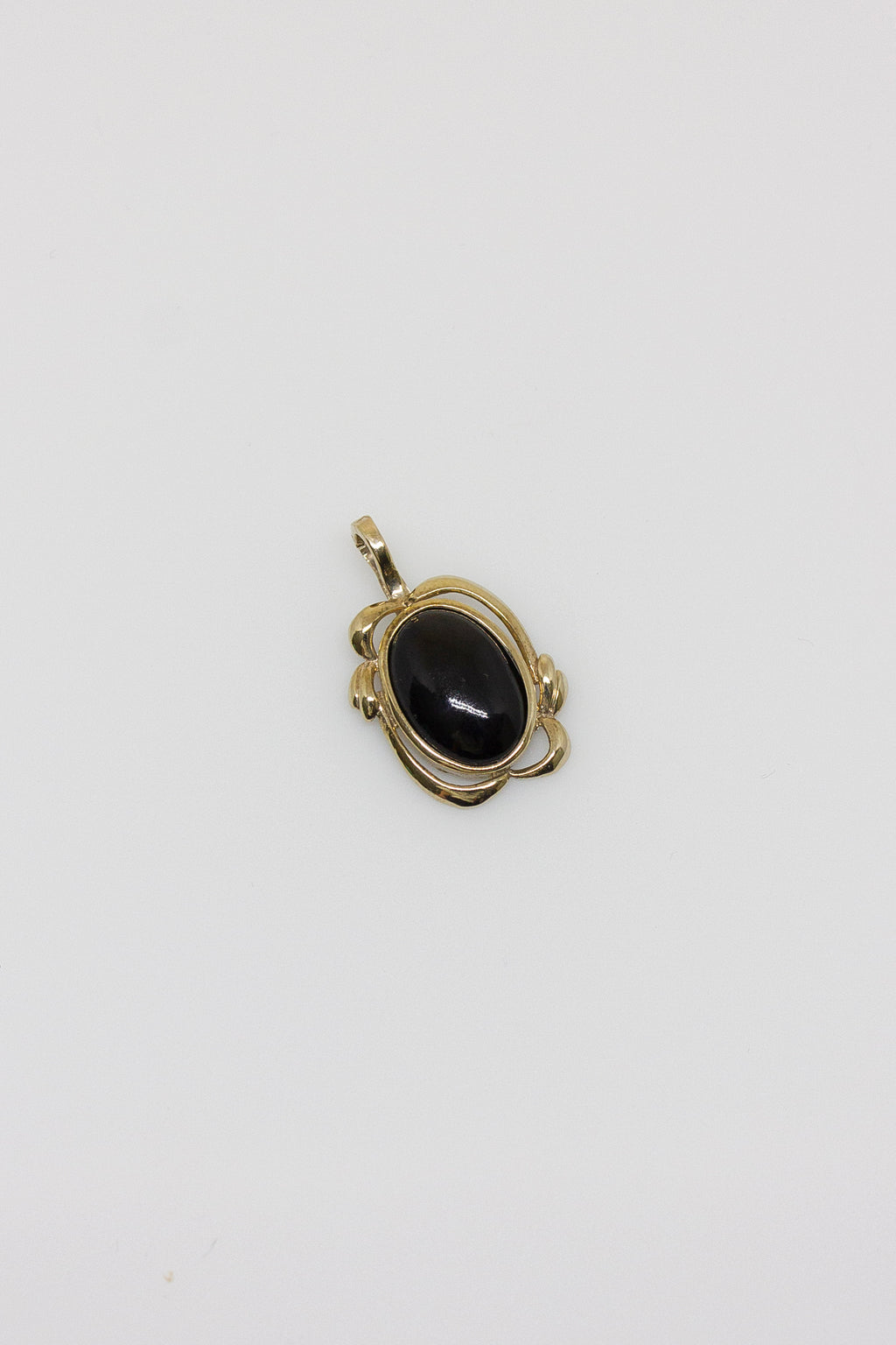 Black Coral Framed Oval Pendant