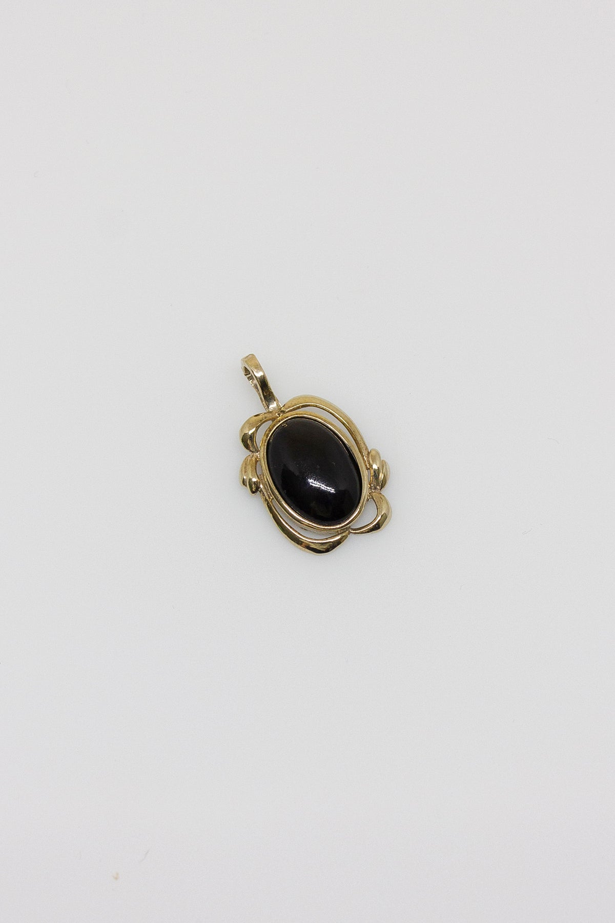 Black Coral Framed Oval Pendant