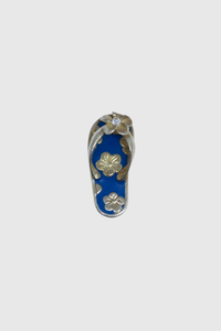 Large Plumeria Slippah Pendant in Cerulean Blue Enamel