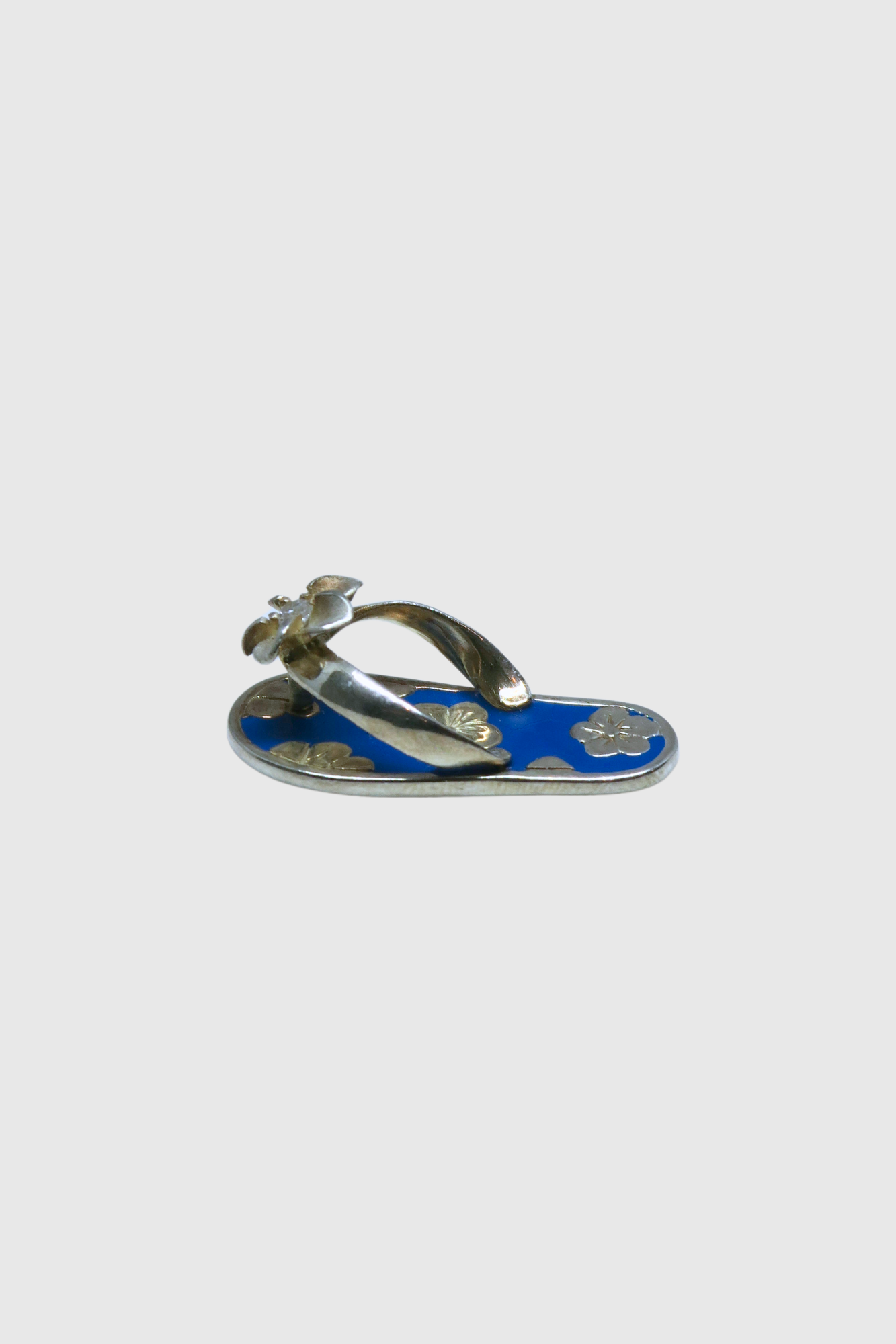 Large Plumeria Slippah Pendant in Cerulean Blue Enamel