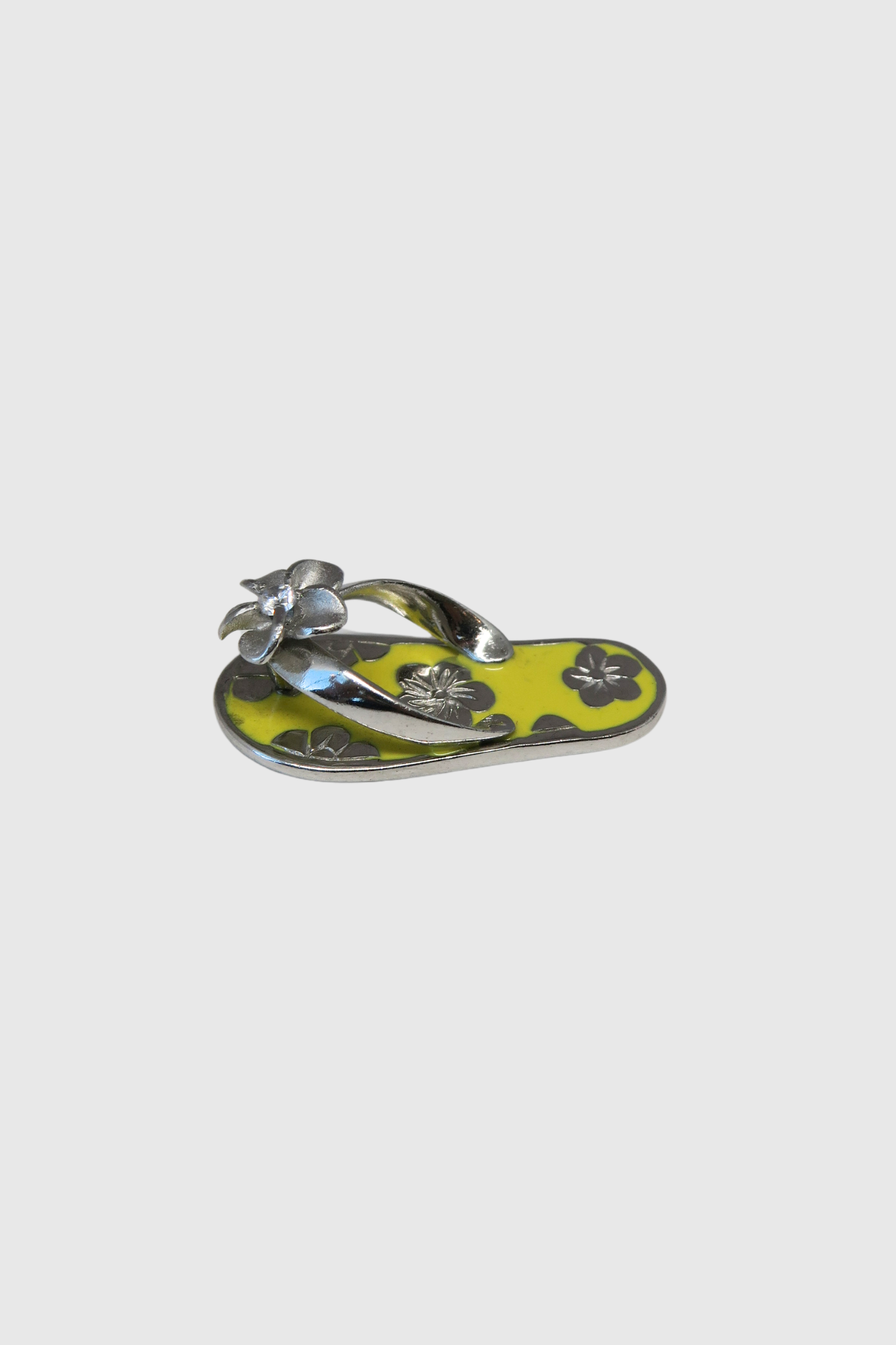 Large Plumeria Slippah Pendant in Pikachu Yellow Enamel