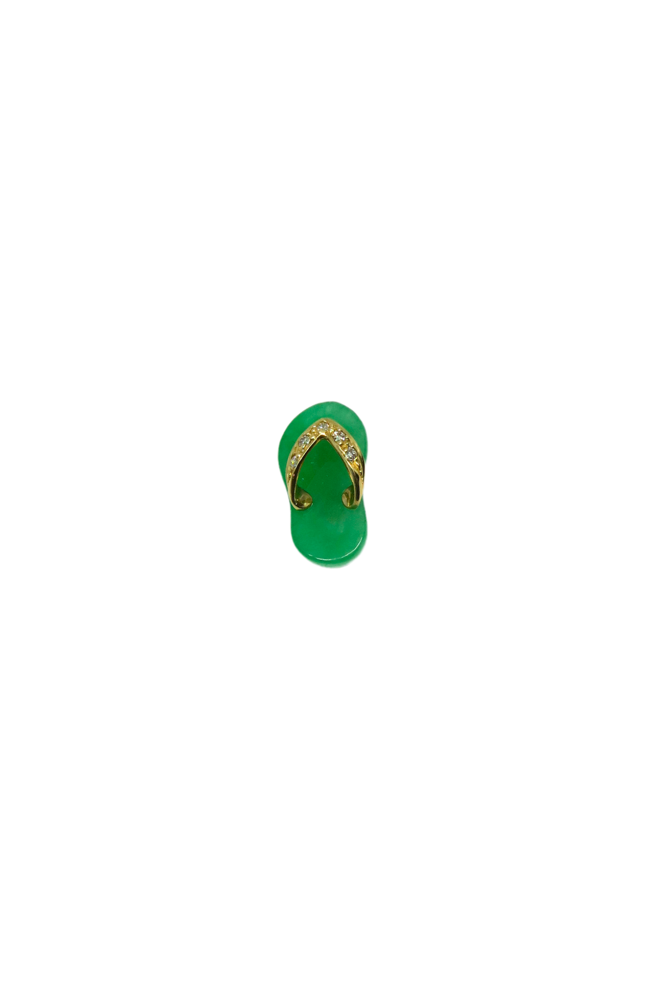 Mini Green Jade Slippah Pendant with Petite Melee Diamonds