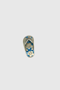 Plumeria Slippah Pendant in Azure Enamel