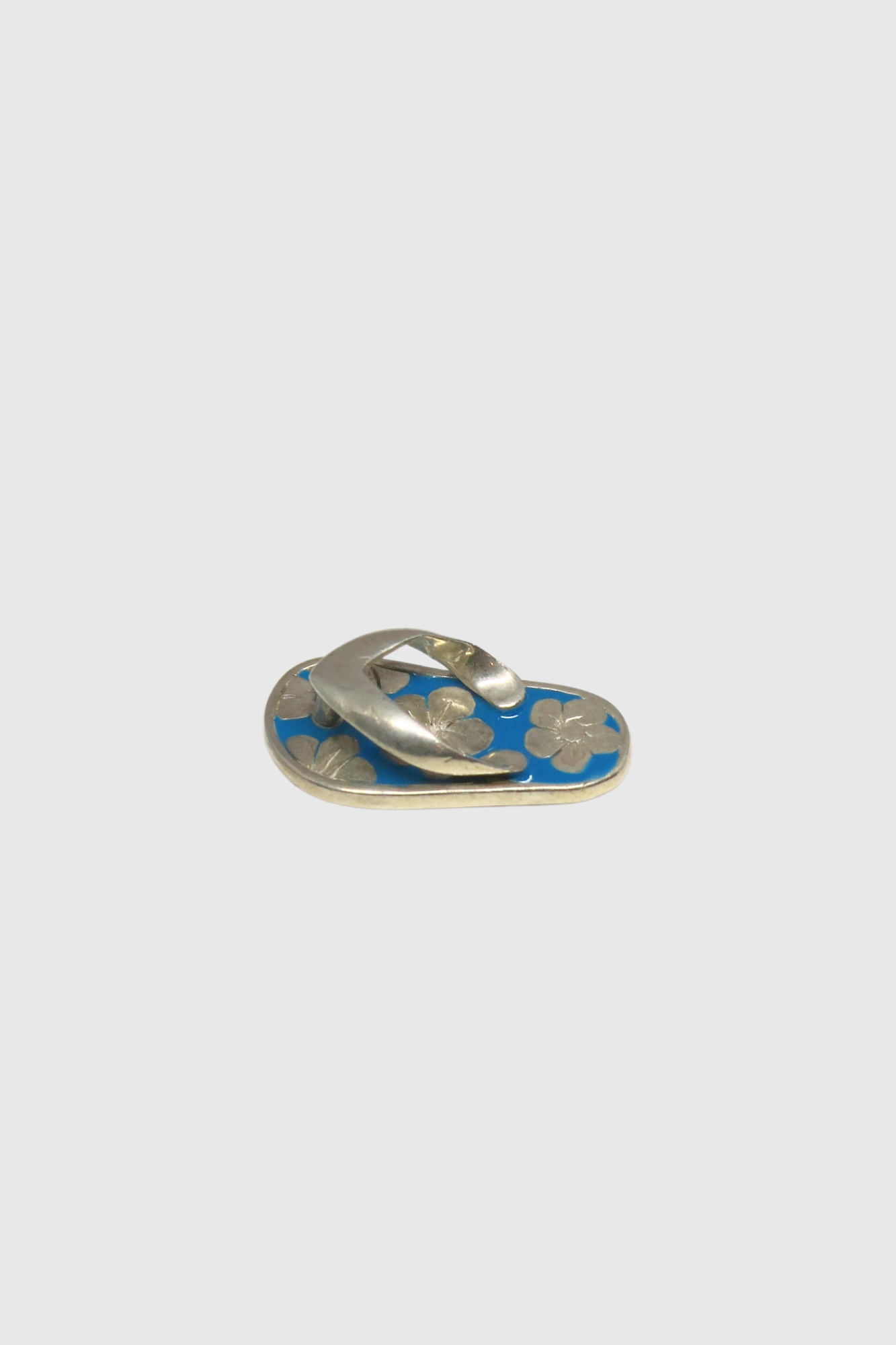 Plumeria Slippah Pendant in Azure Enamel