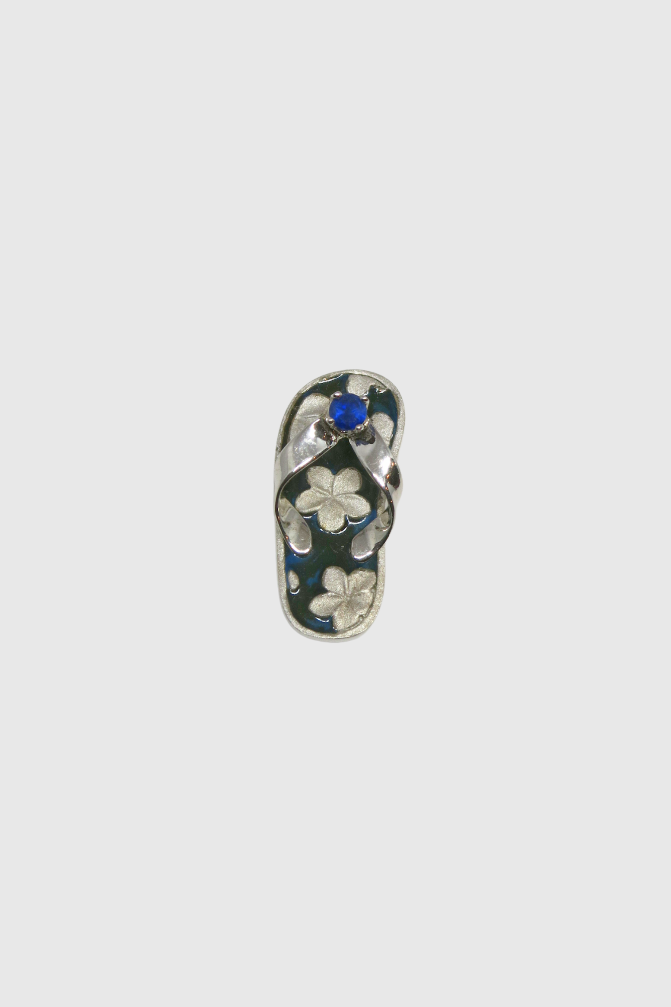 Plumeria Slippah Pendant in Royal Blue Enamel