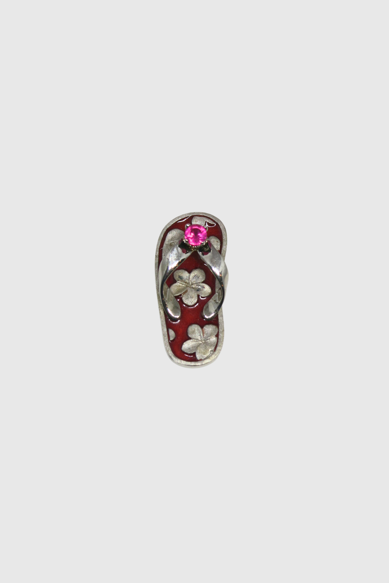 Plumeria Slippah Pendant in Ruby Red Enamel