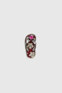 Plumeria Slippah Pendant in Ruby Red Enamel