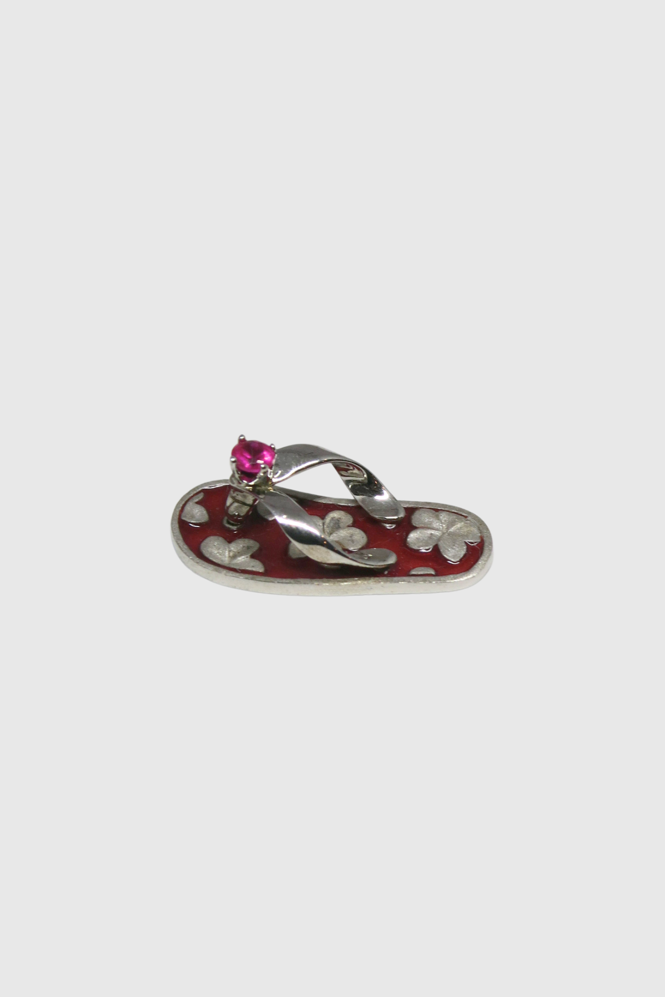 Plumeria Slippah Pendant in Ruby Red Enamel