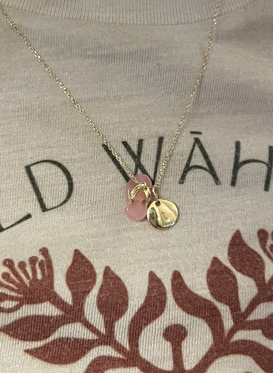 Mini Baby Pink Jade Slippah Pendant with Single Melee Diamond
