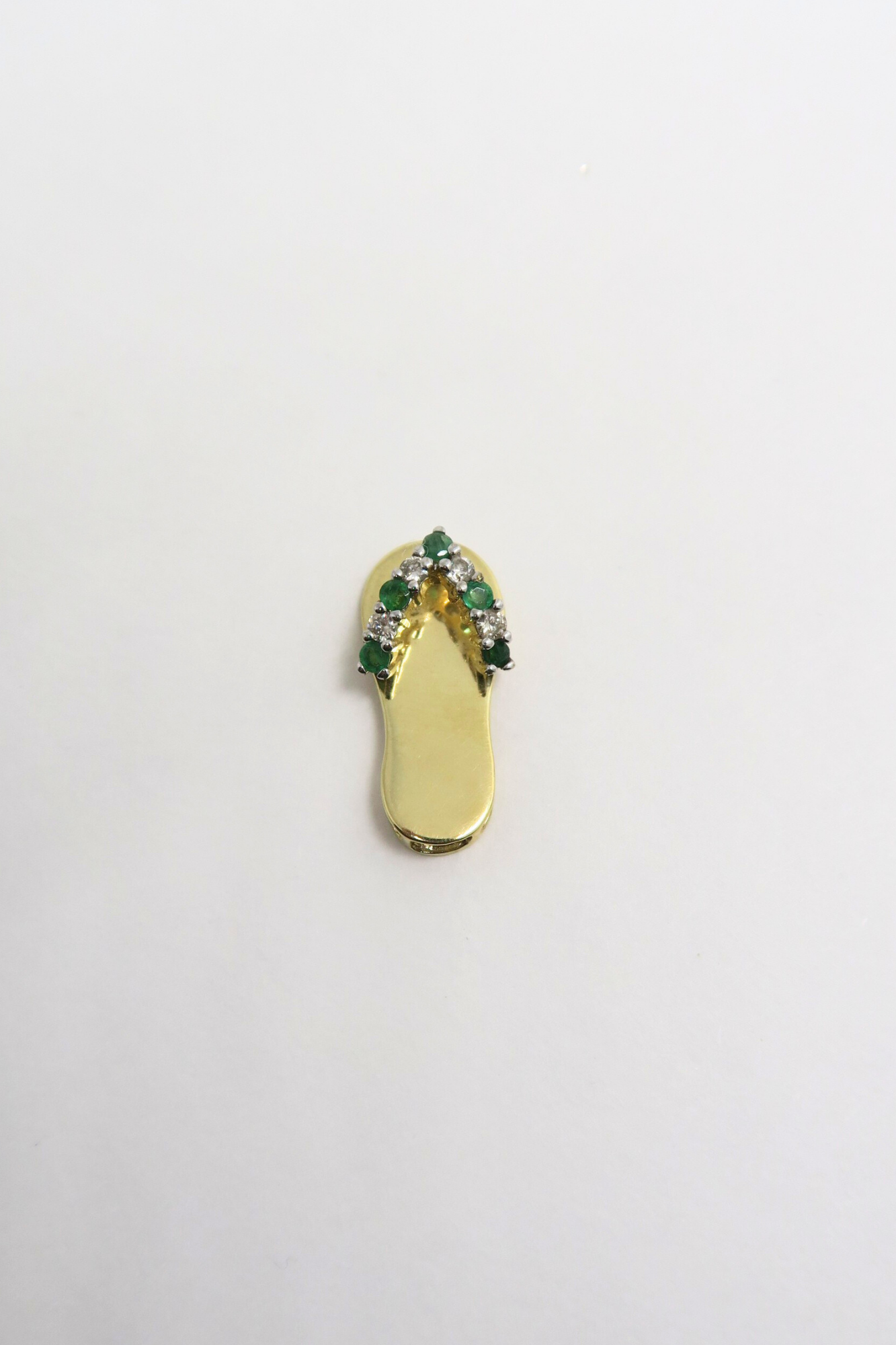 Emerald & Diamond Slippah in Yellow Gold