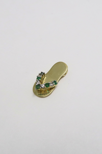 Emerald & Diamond Slippah in Yellow Gold