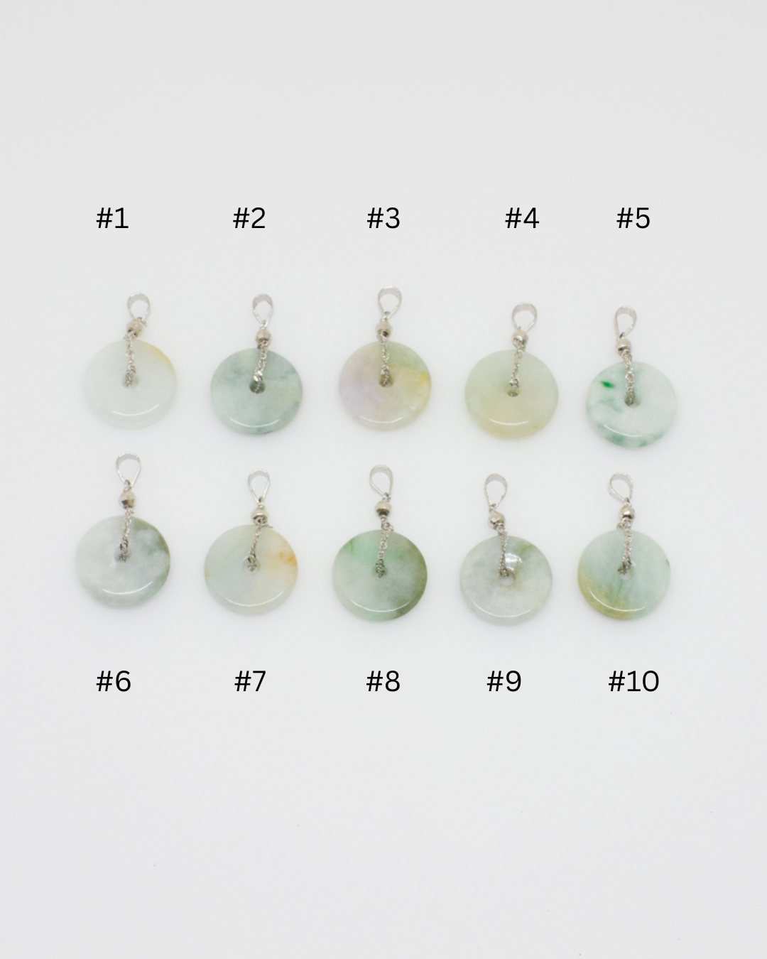 Wu Yong Ke Jade Donut Pendant - Singapore Chain in Assorted Colors Version